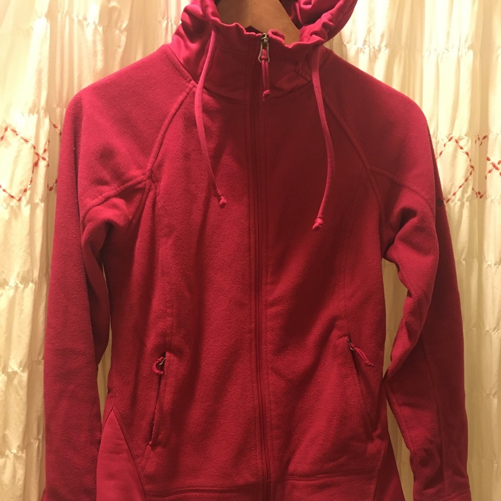 Columbia hooded fleece jacket burgundy zippers